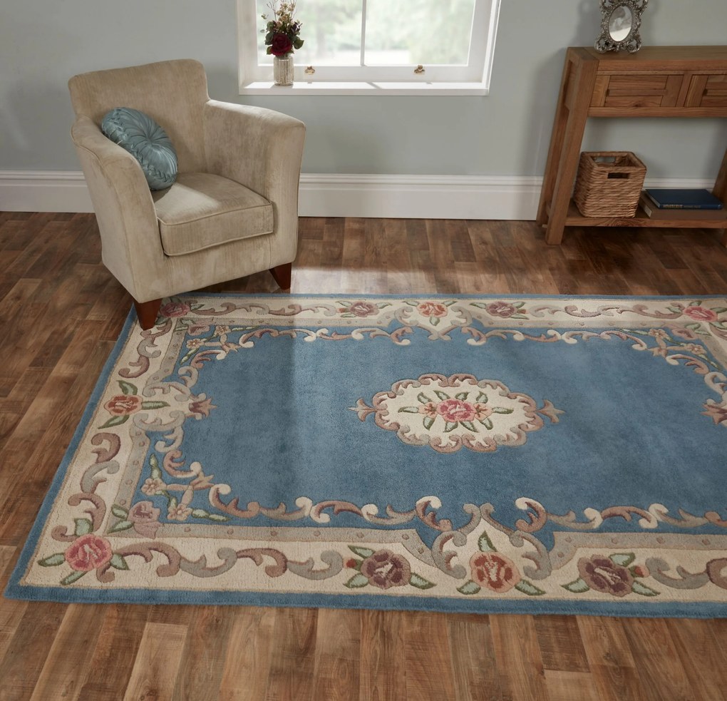 Ručne všívaný kusový koberec Lotus premium Blue, 120x180, modrá, chodba / predsieň, Flair Rugs