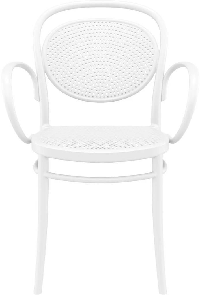 MARCEL XL záhradná stolička s podrúčkami white