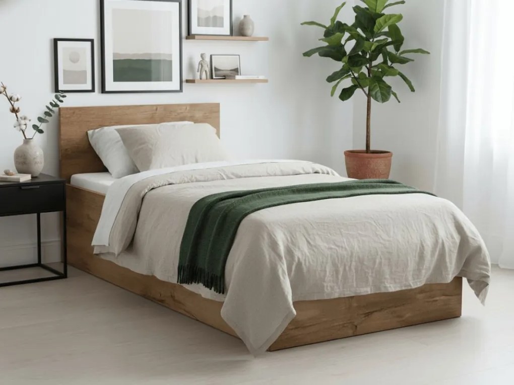 Posteľ SOFIA 90 x 200 cm, dub artisan Rošt: S lamelovým roštom, Matrac: Matrac DELUXE 10 cm