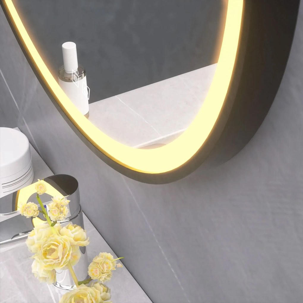 Tutumi Tutumi, okrúhle LED zrkadlo 70cm zavesené na čiernom pásiku, model 104, predné osvetlenie, HOM-02697