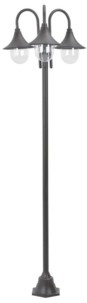 vidaXL Záhradná stĺpová lampa E27 220 cm hliníková 3-lampáše bronzová