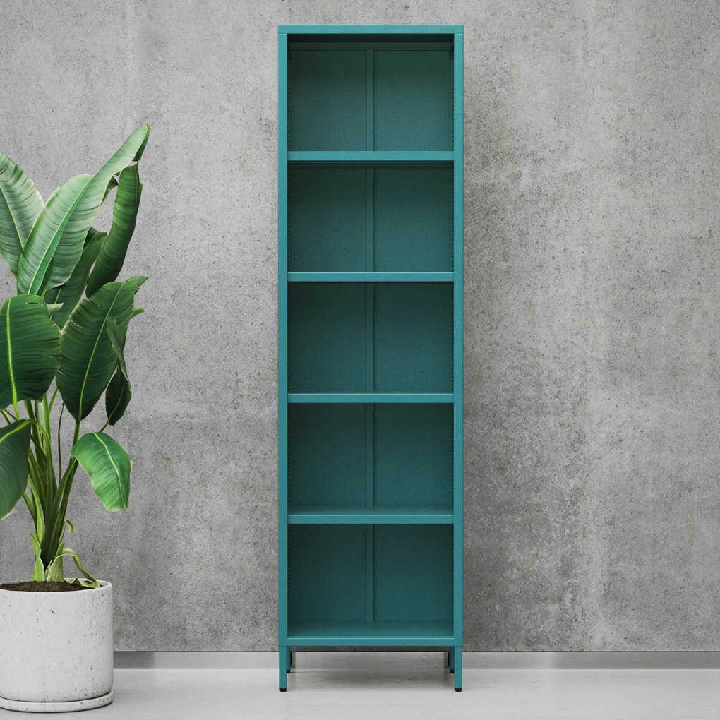 Knižnica do obývačky MARIO, 500 x 1800 x 350 mm, Modern: morská farba