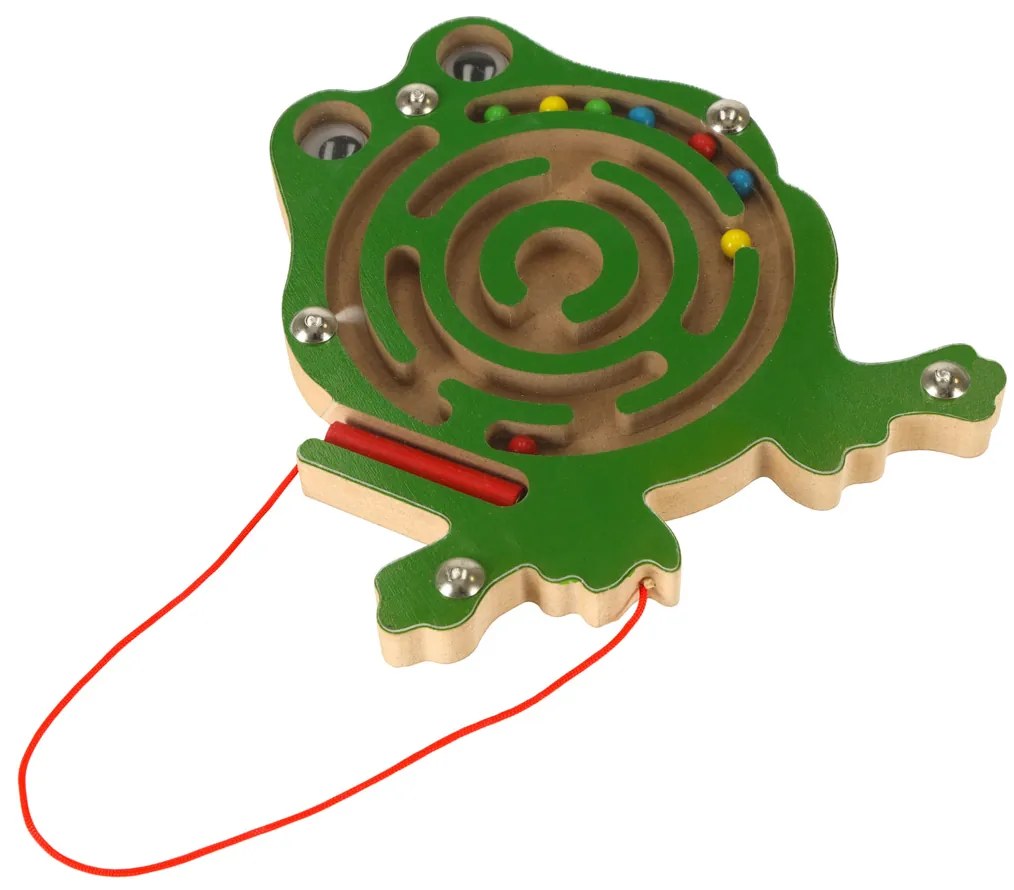 KIK Magnetické žabie bludisko s magnetickým štýlusom – guľôčkové puzzle pre deti