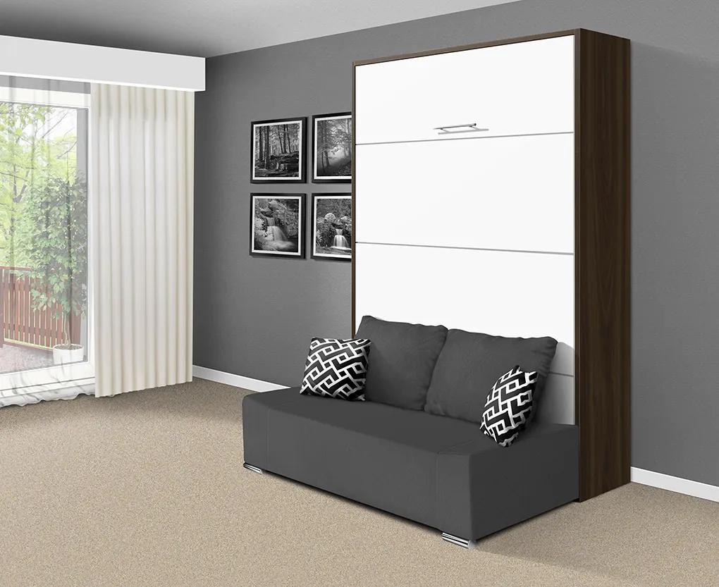 Nabytekmorava Sklápacia posteľ s pohovkou VS 21058P 200x140 farba pohovky: Krémová, Typ farebného prevedenia: Antracit / dvere biele