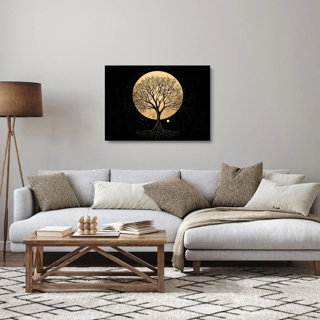 Sklenený obraz – Strom v zlatom splne I. (70x50 cm)