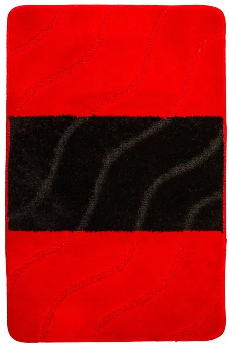 Sada kúpeľňových koberčekov FIORI červená / čierna, pruhy / vlny