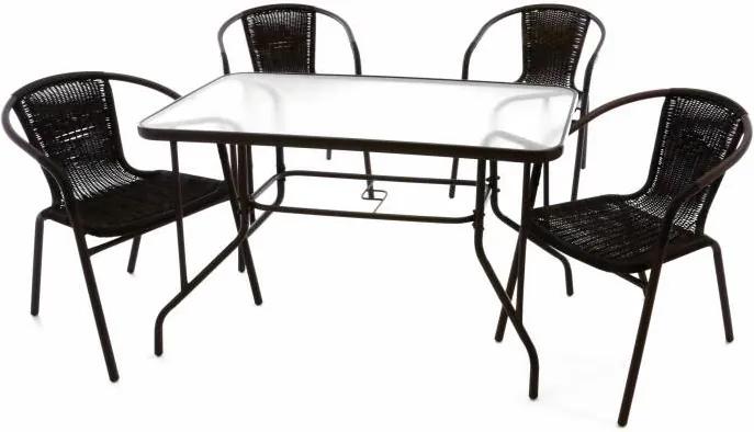 Záhradný set - 4 polyratanové stoličky a sklenený stôl | BIANO
