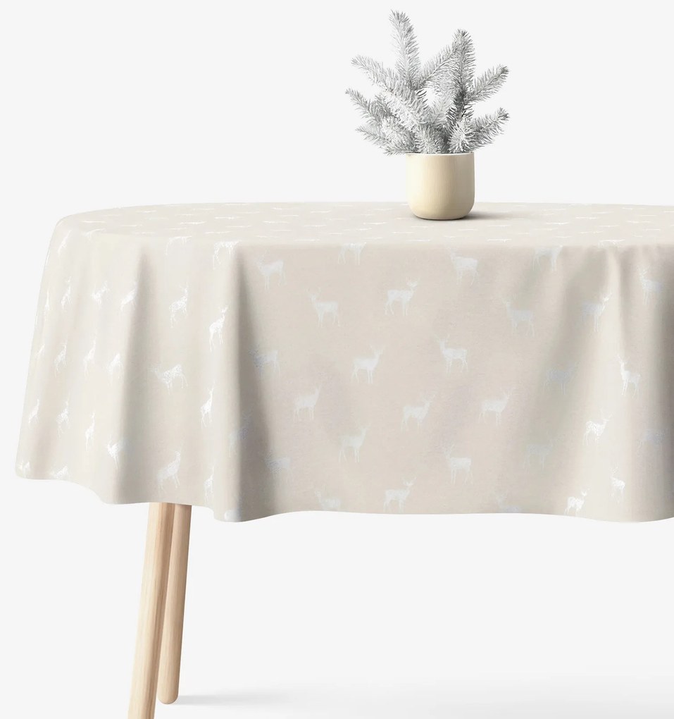 Goldea oválny obrus natura – jeleňe na režnej 140 x 280 cm