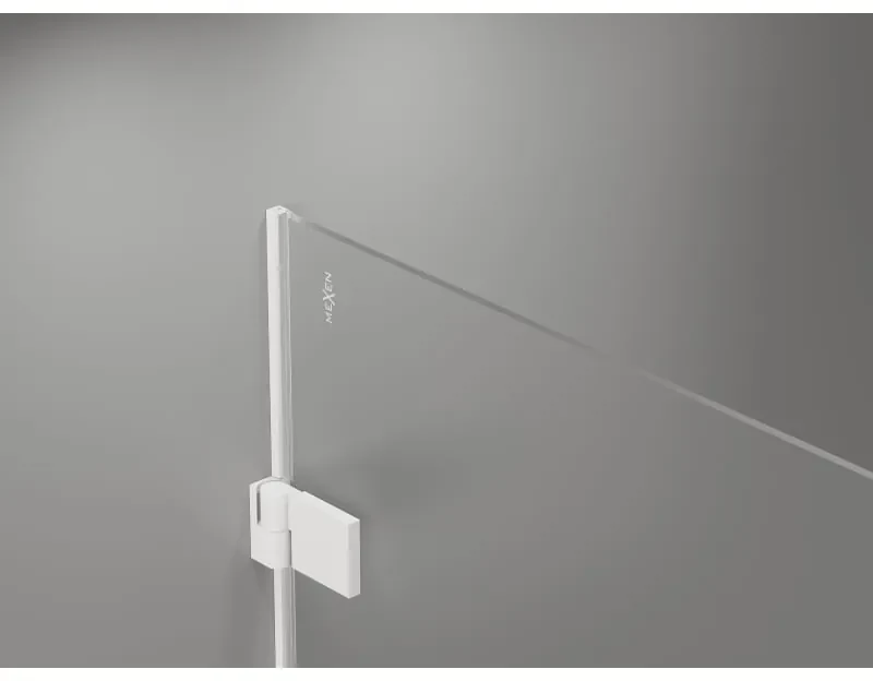 Mexen Lunar-B, výklopný sprchový kút ľavý 80 x 80 cm, 8mm číre sklo, biely profil, 832-080-080-20-00-L