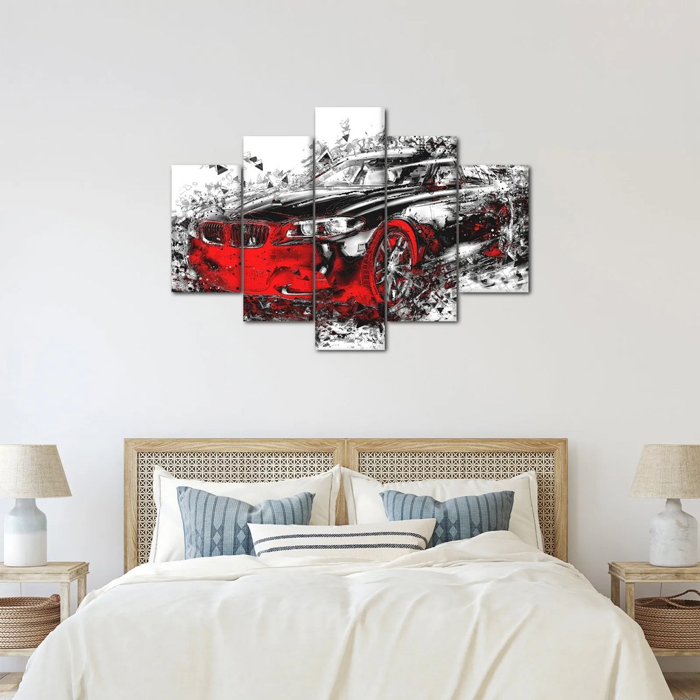 Obraz - Maľované auto v akcii (150x105 cm)
