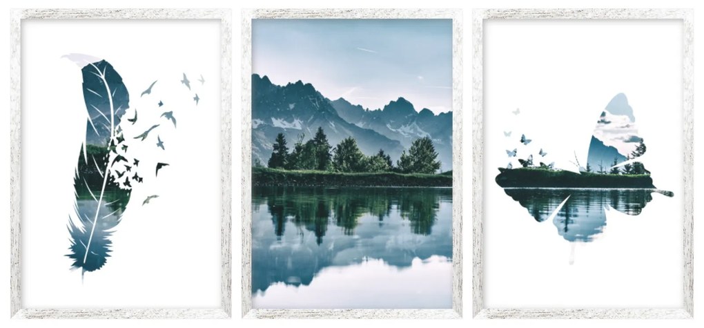 Gario Sada plagátov Horská panoráma - 3 dielna Farba rámu: Bez rámu, Rozmery: 99 x 45 cm