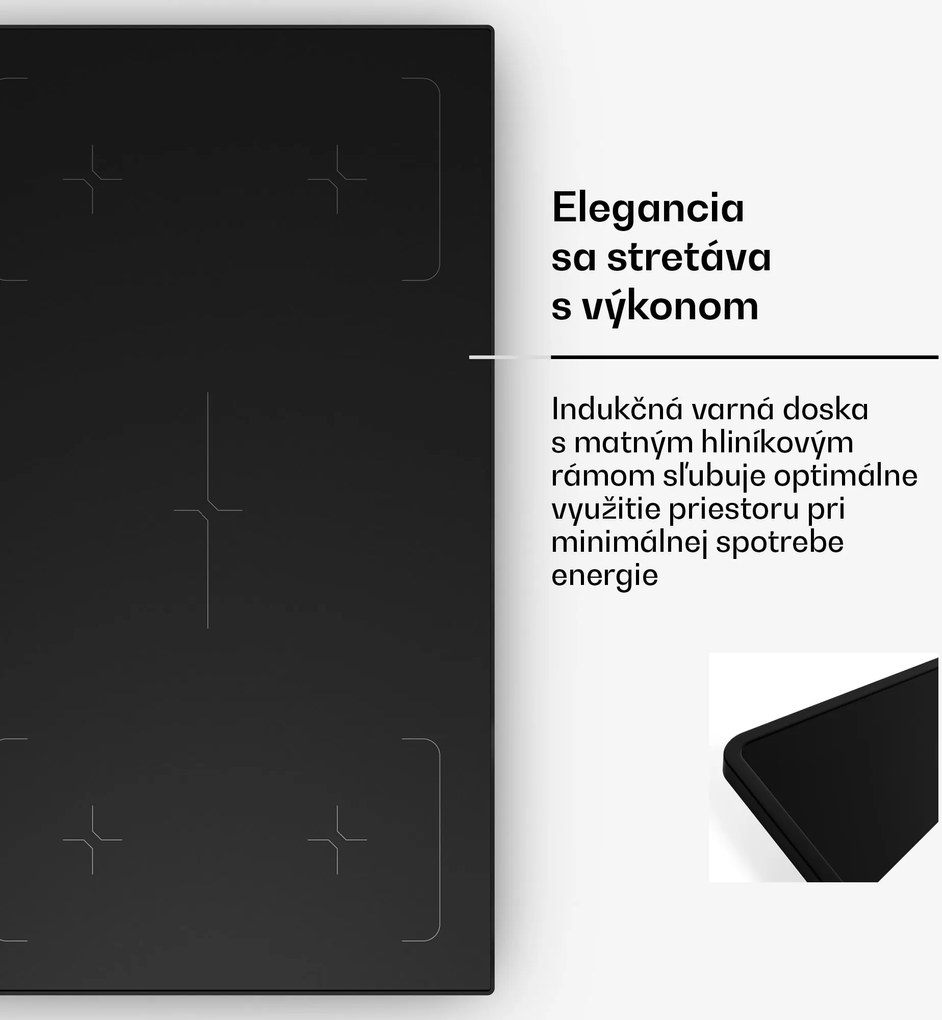 Klarstein Velaire indukčná varná doska, elegantná, minimalistická, výkonná, 5 varných zón, 7200 W, 90 cm