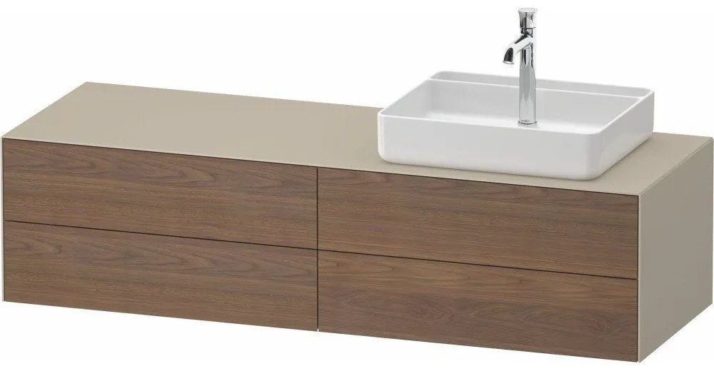 DURAVIT White Tulip závesná skrinka pod umývadlo na dosku (umývadlo vpravo), 4 zásuvky, 1600 x 550 x 408 mm, americký orech masív/taupe matná, WT4867R77600000