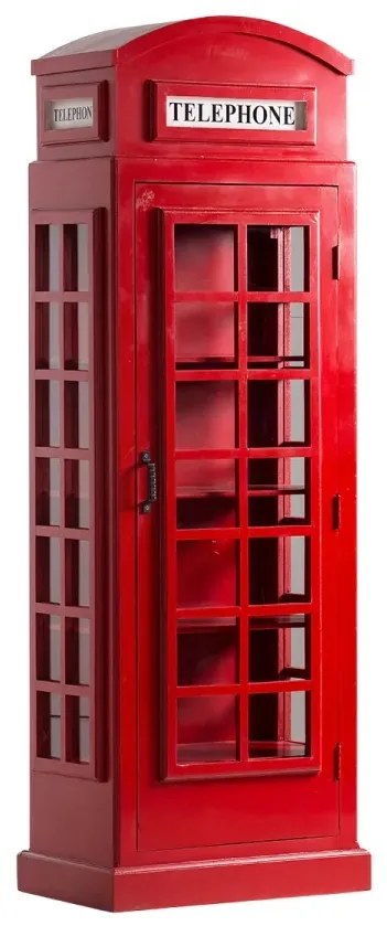 furniture-nabytek.cz - Masívna vitrína London police v červenej farbe, lakovaná, z mangového dreva – 64×40×185 cm
