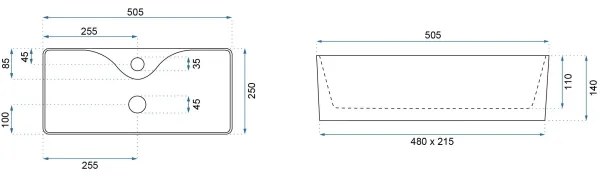 REA-U0699 - Umývadlo na dosku MERY 25x50,5 cm keramika/lesklá biela