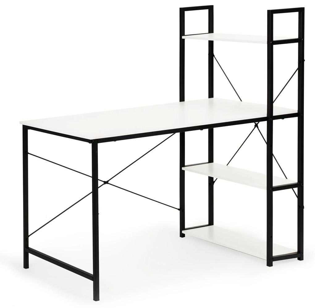 ModernHome Kancelársky písací stôl s regálom - biely, PJJCT0002-301