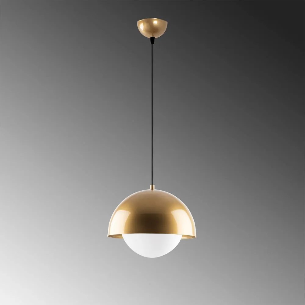 Závesné svietidlo v zlatej farbe so skleneným tienidlom ø 20 cm Camgoz – Opviq lights