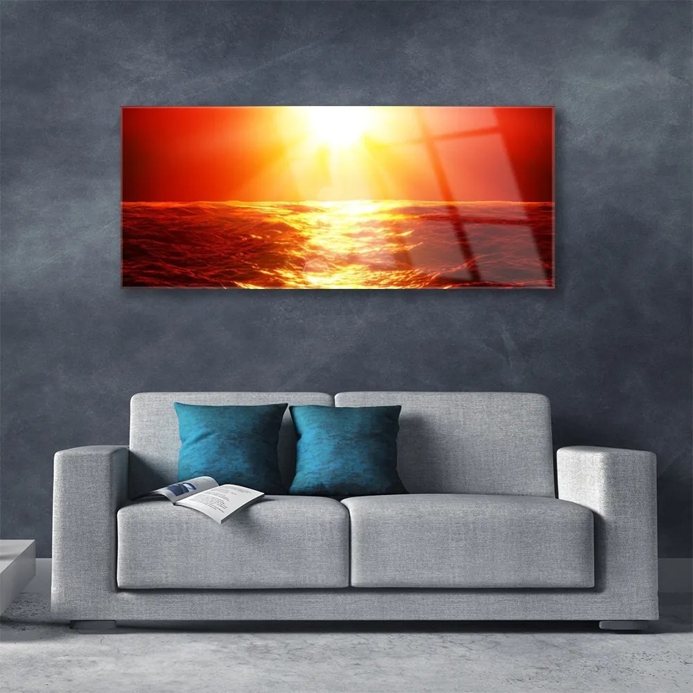 Obraz plexi Západ slnka more vlna 125x50 cm