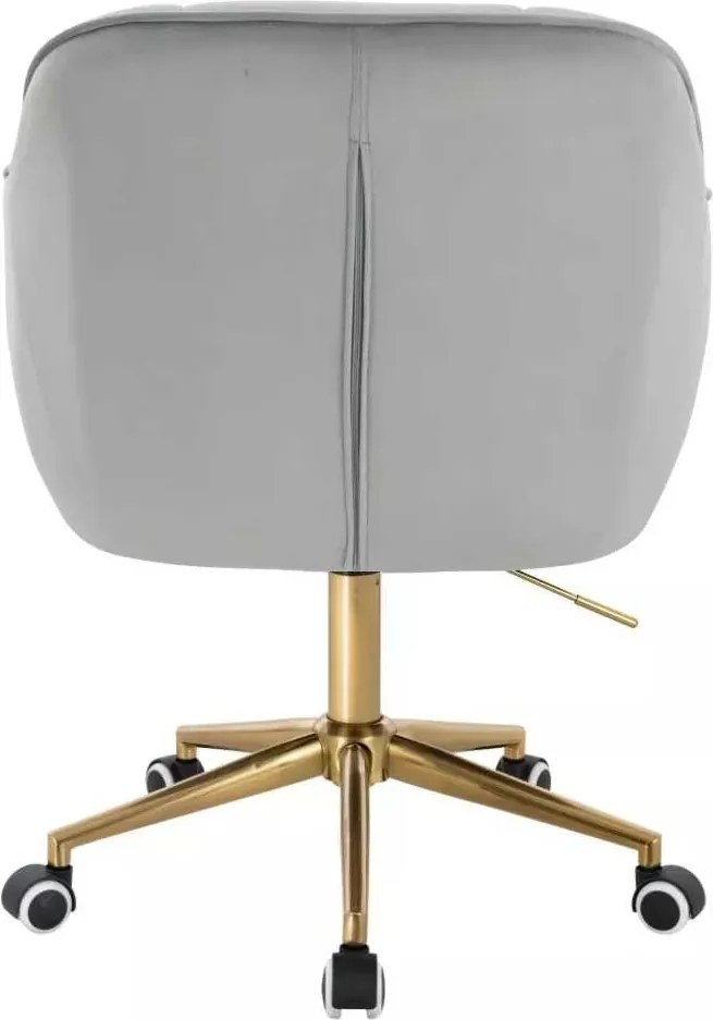 LuxuryForm DESIGN Stolička AVOLA VELUR na zlatej podstave s kolieskami - svetlo šedá