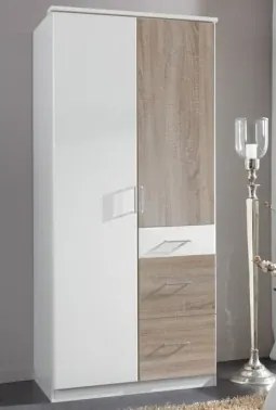 Šatníková skriňa bez zrkadla Click, 91 cm, biela/dub sonoma%