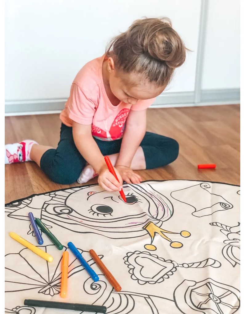 Butter Kings, TRHÁK: KOBEREC - OMAĽOVÁNKY - Dinosaur world, 130x130 (priemer) kruh, biela, detská izba