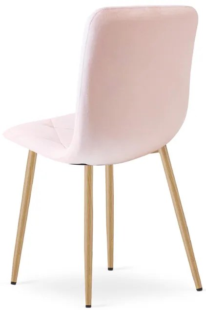 Set troch jedálenských stoličiek LIBRA zamatové, svetloružové / hnedé nohy (3 ks)