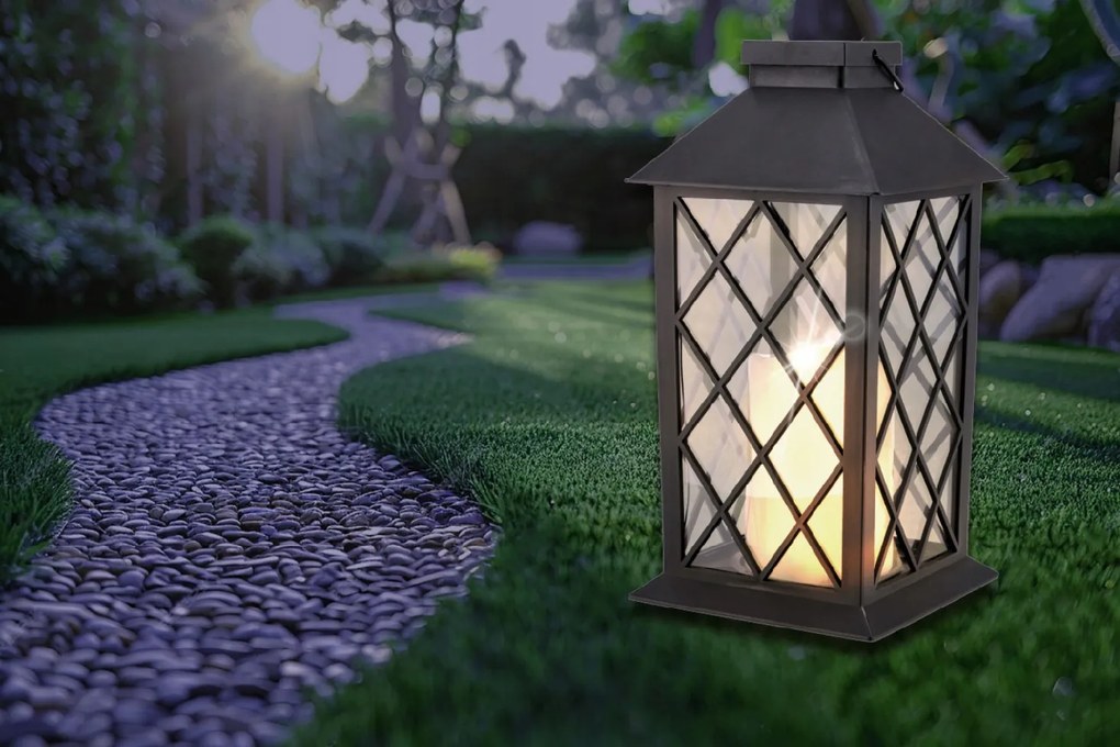 BERGE LED solárny záhradný lampáš svietidlo čierna 2V 35MA