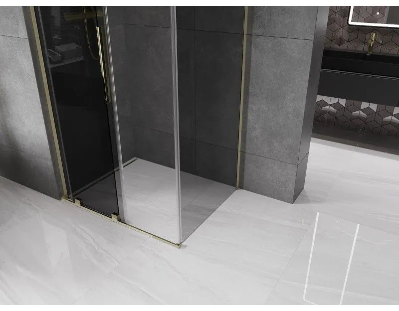 Mexen Velar L, sprchový kút s posuvnými dverami 120 x 85 cm, 8mm šedé sklo, zlatá lesklá, 871-120-085-43-50