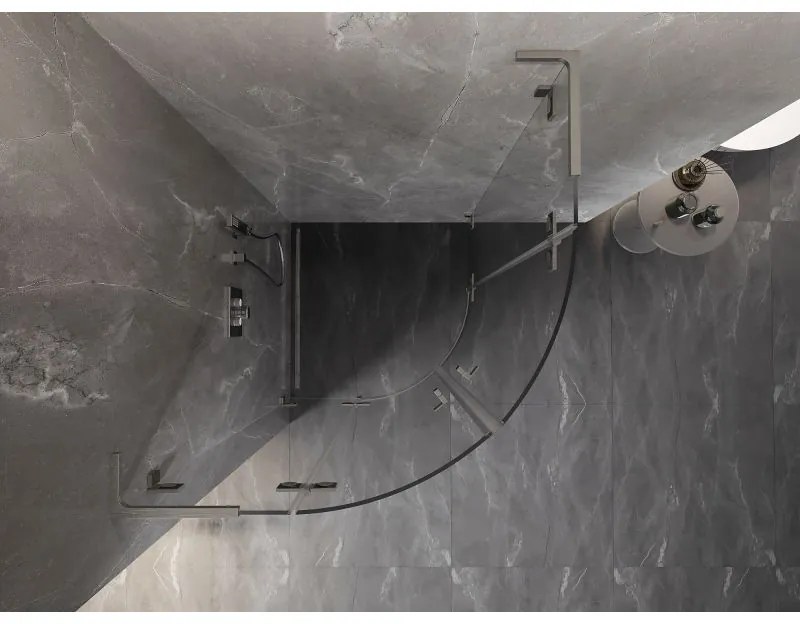 Mexen Lunar, L výklopný polkruhový sprchový kút 80 x 80 cm, 8mm číre sklo, oceľový profil, 833L-080L-080P-97-00