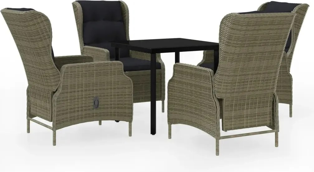 vidaXL 5-dielna sada záhradného nábytku, hnedá