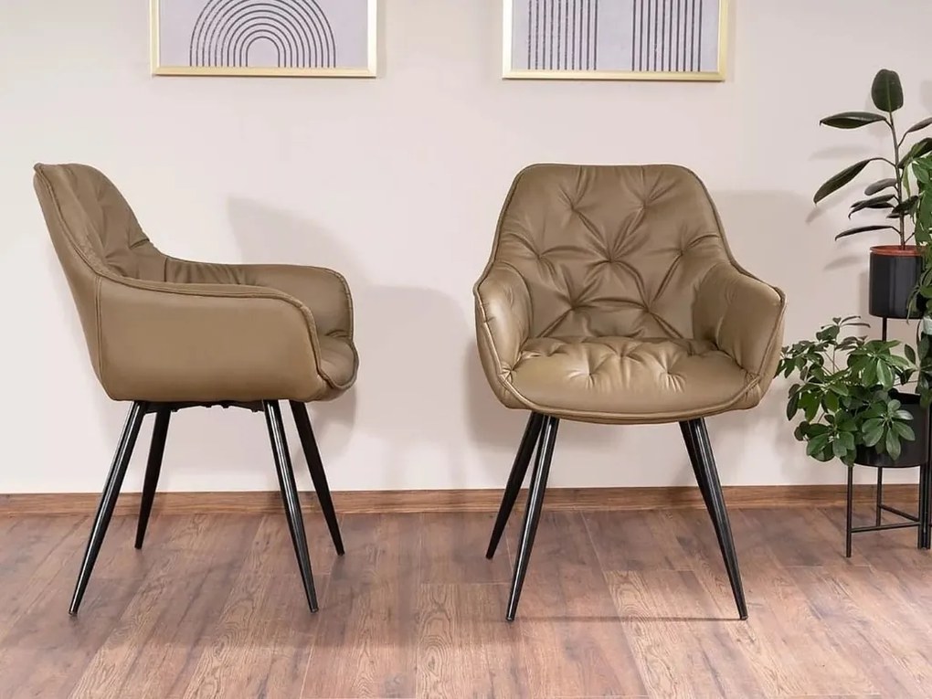 Olivová stolička CHERRY z eko kože