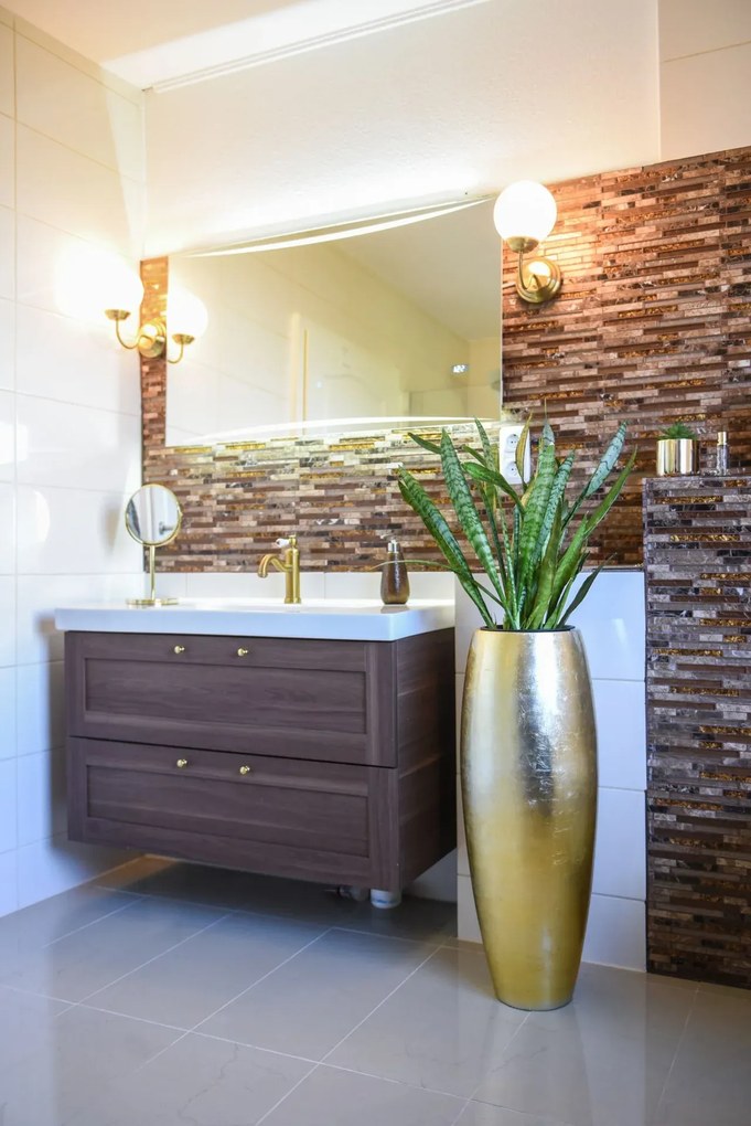 Kvetináč MAGNUM, sklolaminát, výška 80 cm, zlatý lesk