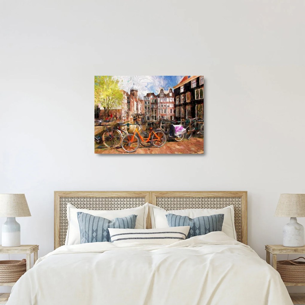 Sklenený obraz - Amsterdam, maľba (70x50 cm)