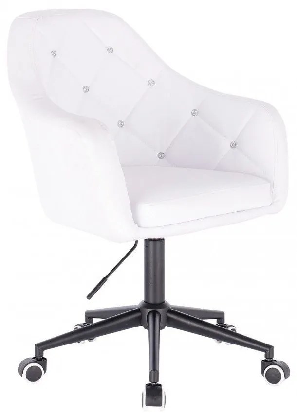 LuxuryForm DESIGN Kreslo ROMA na čiernej podstave s kolieskami - biele