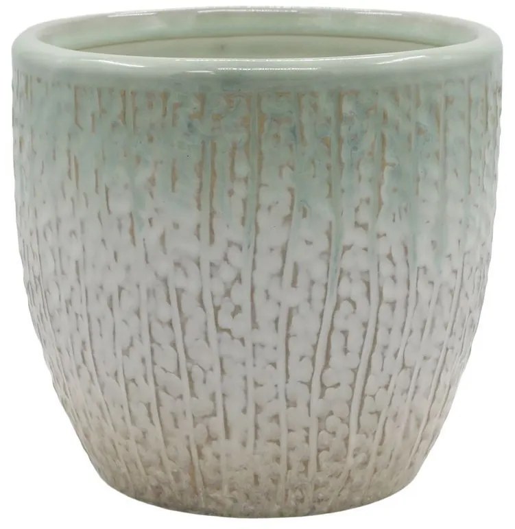 Béžovo-tyrkysový obal na kvetináč so vzorom Fayence - Ø 16*15 cm