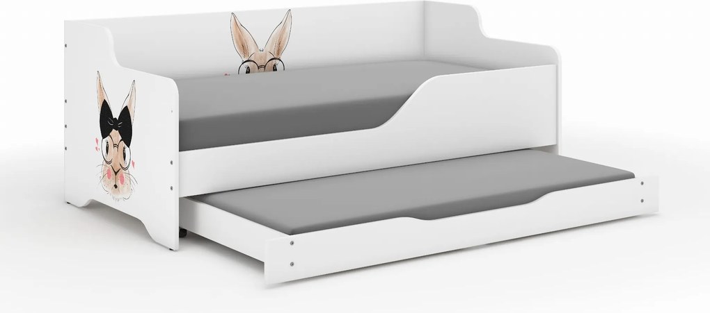 Wooden Toys Detská posteľ LILU 160x80 PANI KRÓLIK s funkciou na spanie