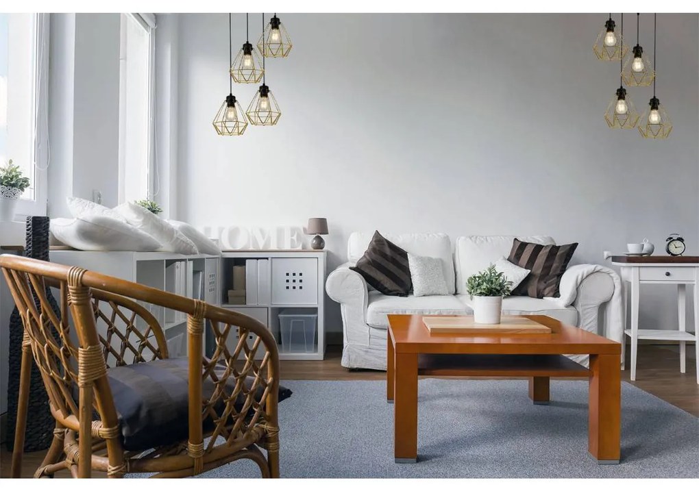 Závesné svietidlo Fusion, 4x zlaté drôtené tienidlo, o