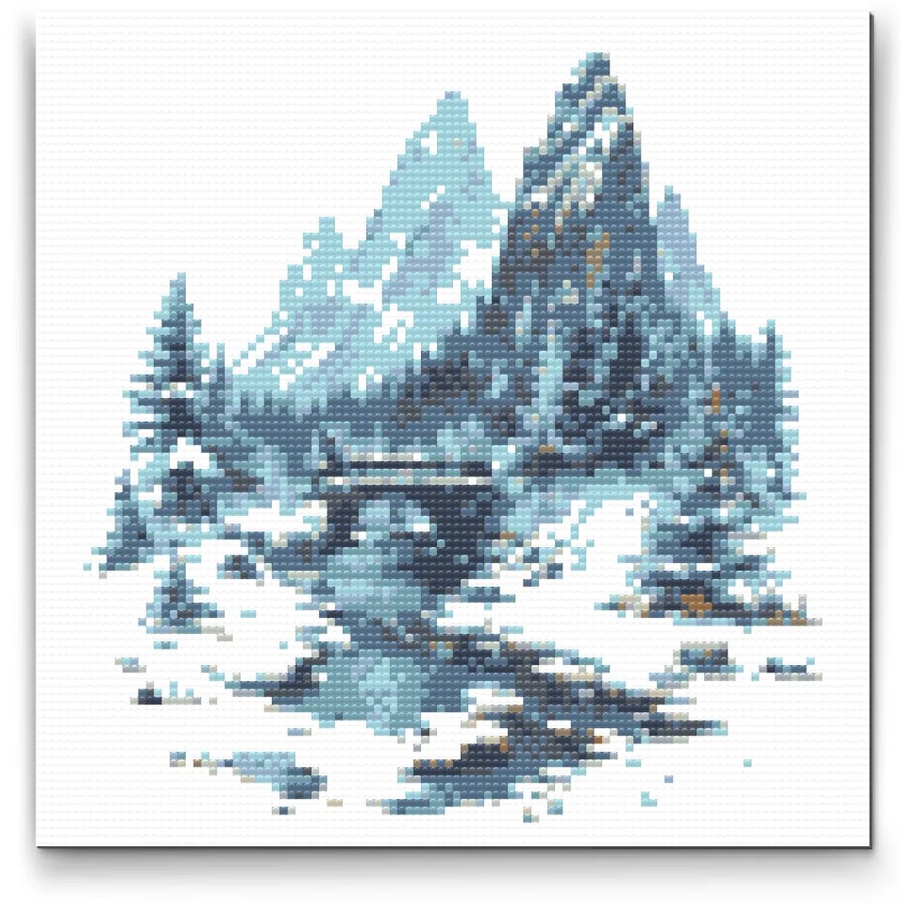 Gario Diamantové maľovanie Zasnežený most v horách Rozmery: 80 x 80 cm, Rámovanie: S vnútorným rámom, Diamanty: Štvorcové
