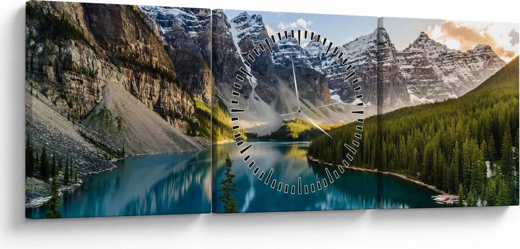 Obraz - Kanada, Národný park Banff, Moraine Lake (s hodinami) (90x30 cm)