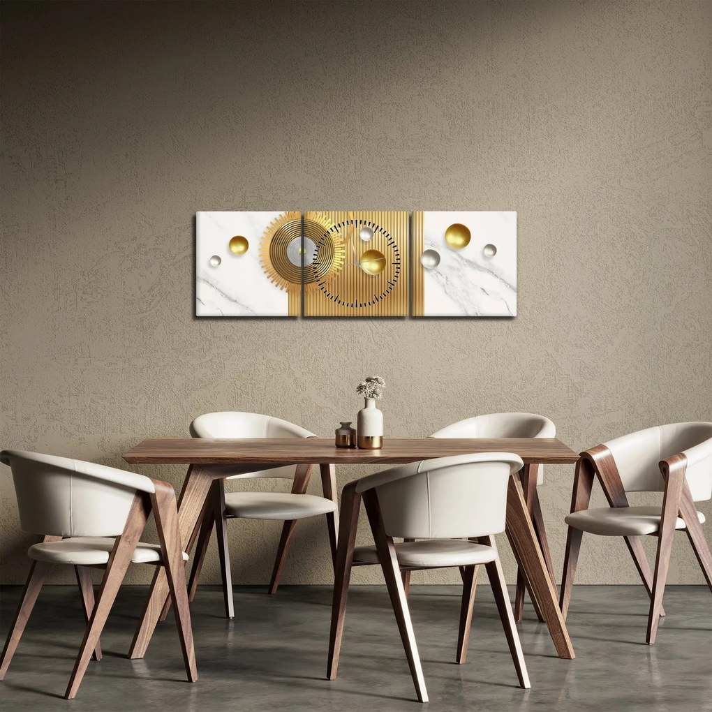 Obraz - Perly na mramore (s hodinami) (90x30 cm)
