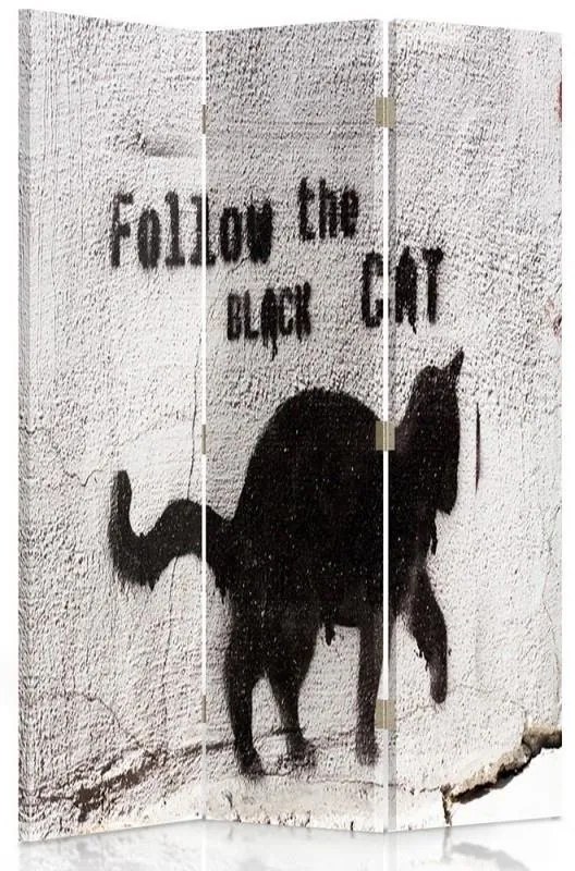Ozdobný paraván Street Art Cat Graffiti - 110x170 cm, trojdielny, klasický paraván