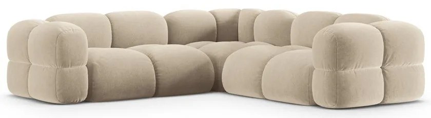 Béžová zamatová rohová pohovka Loretto – Cosmopolitan Design