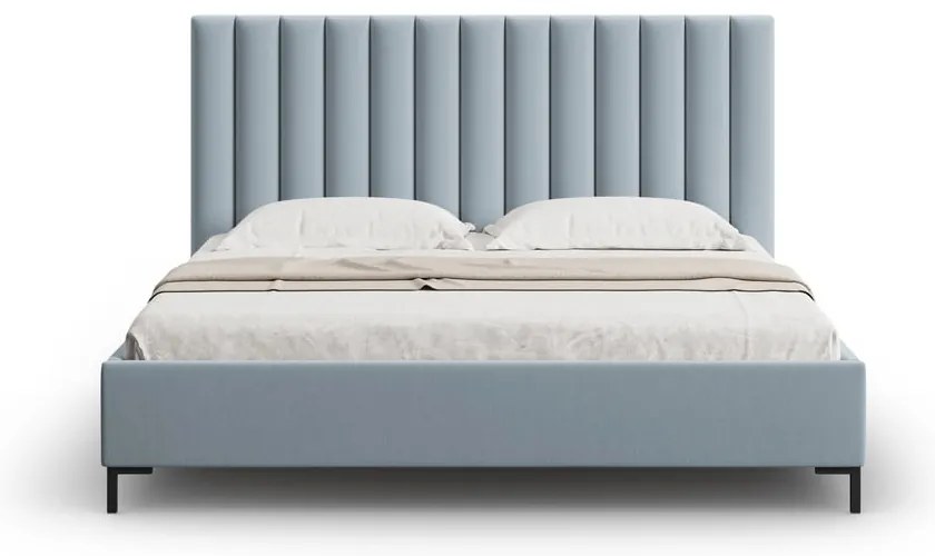 Svetlomodrá čalúnená dvojlôžková posteľ s úložným priestorom s roštom 160x200 cm Casey – Mazzini Beds