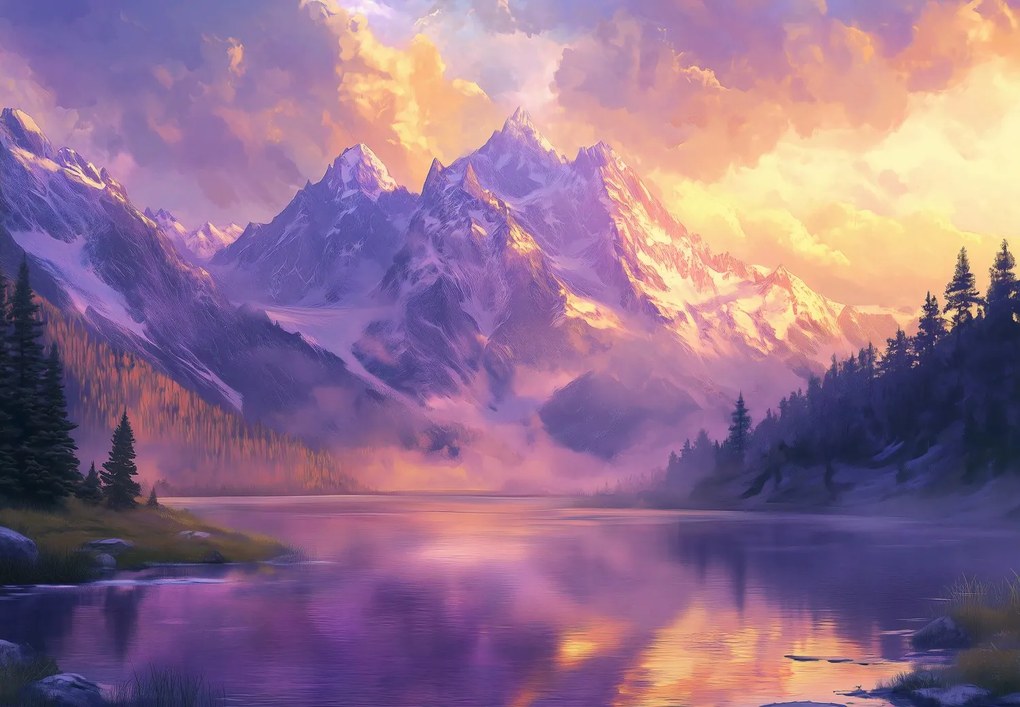 Fototapeta - Magický východ slnka v horách (147x102 cm)