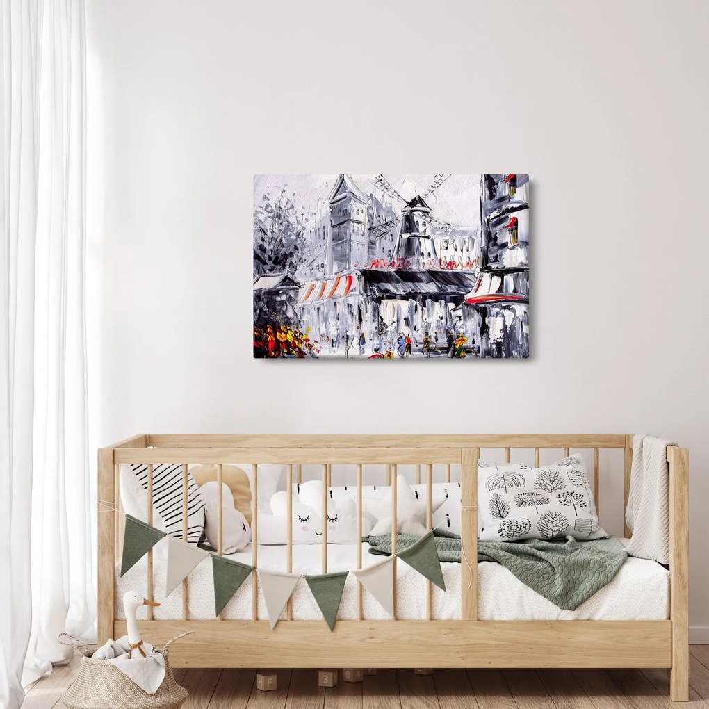 Obraz - Ulica v Paríži, olejomaľba (90x60 cm)
