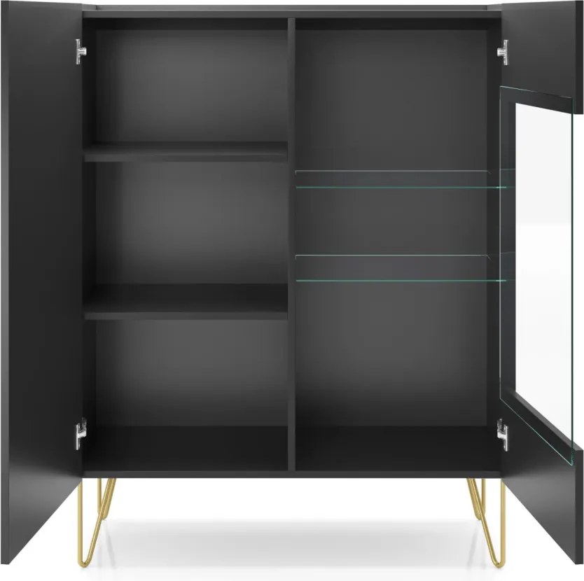 Vitrína Harmony, čierna/čierny mramor