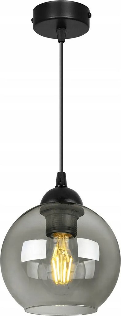 Závesné svietidlo Haga, 1x grafitové sklenené tienidlo