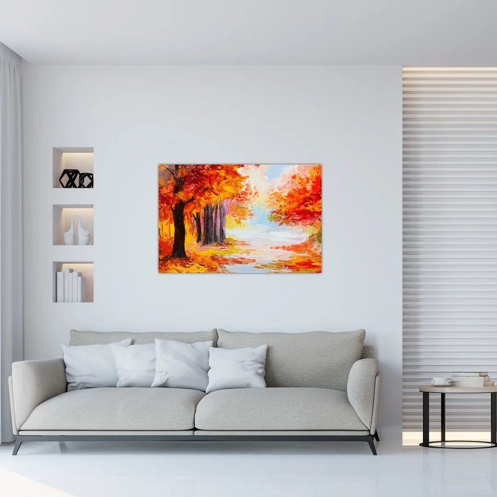 Obraz - Olejomaľba, farebná jeseň (90x60 cm)