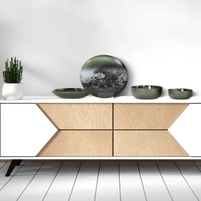 Dekoračný tanier SABA 02 zelený / oceľový