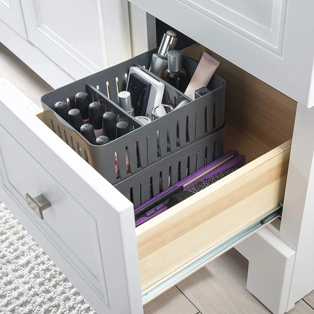 Orion Úložný box, s priehradkami, stohovateľný, sivý, NIKI (3 priehradky), 23 x 16 x 8 cm